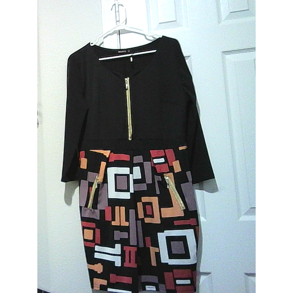 RETRO MUSOL Women’s Dress Black with Gold zippers 2XL